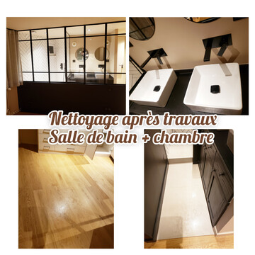 Nettoyage après travaux - salle de bain et chambre